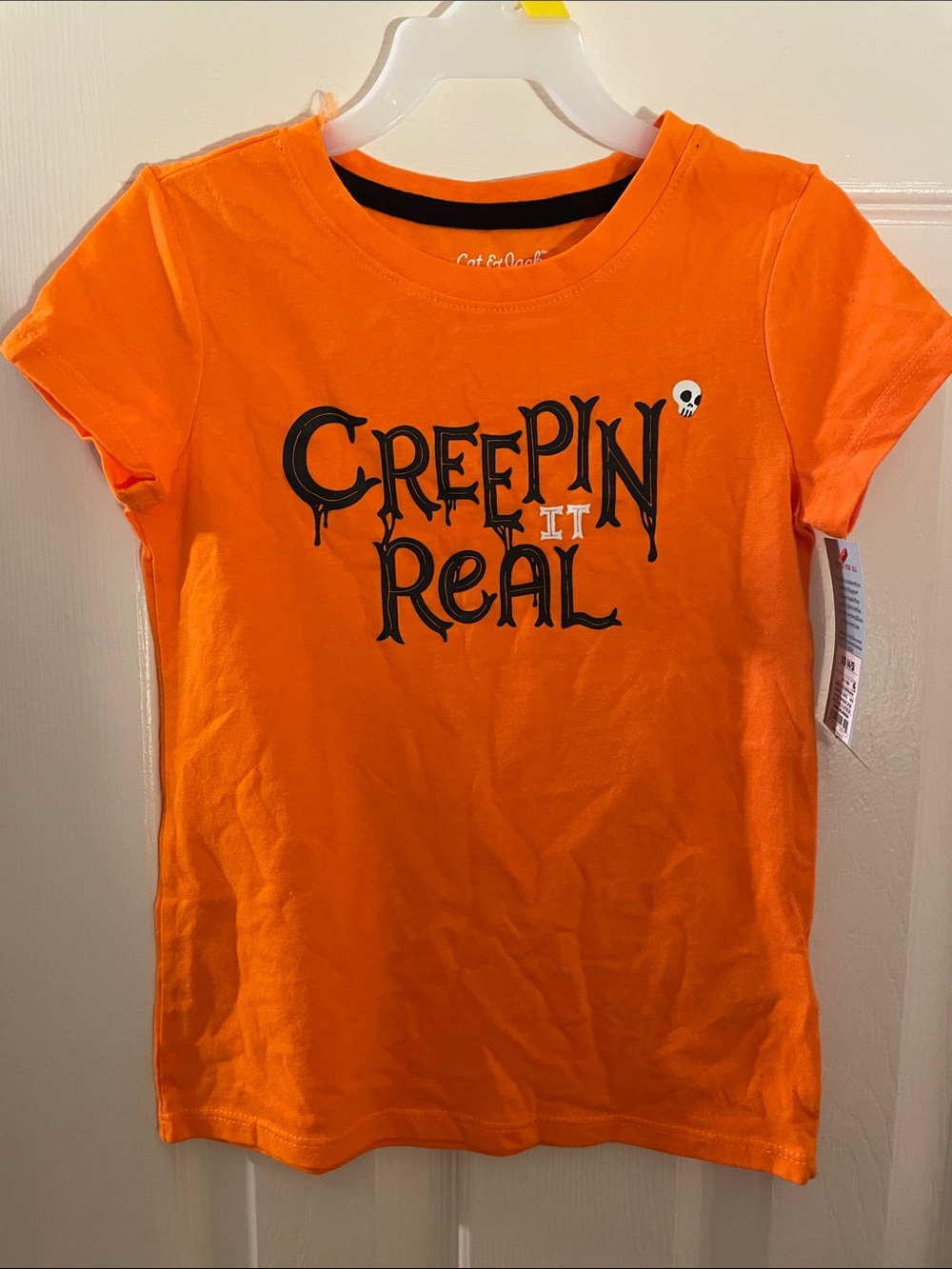 Kids Orange 'Creepin It Real' Graphic Tee Halloween Xs 4/5 NWT